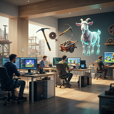 Современная скандинавская игровая студия с разработчиками за компьютерами, символизирующая независимость Coffee Stain и их успешные проекты в игровой индустрии