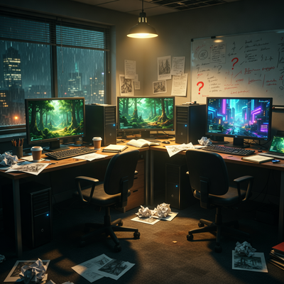 Студия разработки игр Obsidian Entertainment в 2025 году, с атмосферой размышления после выпуска трёх проектов без хита.