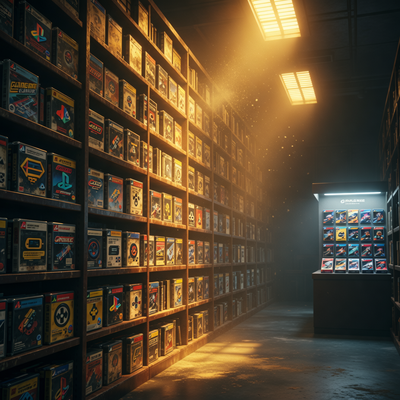 Визуализация статистики Steam: большая часть игрового времени уходит на старые игры, представленные как обширная светящаяся библиотека, в то время как новинки занимают лишь маленький угол.