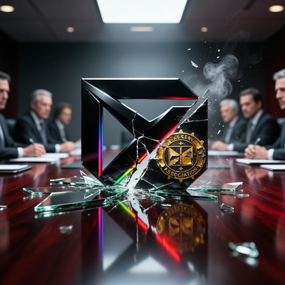 Драматичная сцена разрыва крупной игровой компании с ассоциацией, символизирующая стратегический выбор и трансформацию в индустрии.